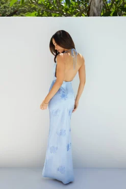 Skylar Satin Maxi Dress Blue