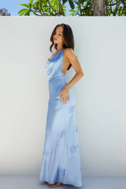 Skylar Satin Maxi Dress Blue
