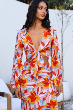 Smells Like Summer Long Sleeve Crop Top Orange