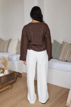 SNDYS Ana Cable Knit Jumper Mocha