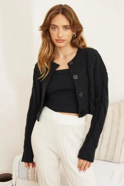 SNDYS Laine Cable Cardigan Black