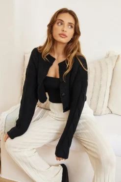 SNDYS Laine Cable Cardigan Black