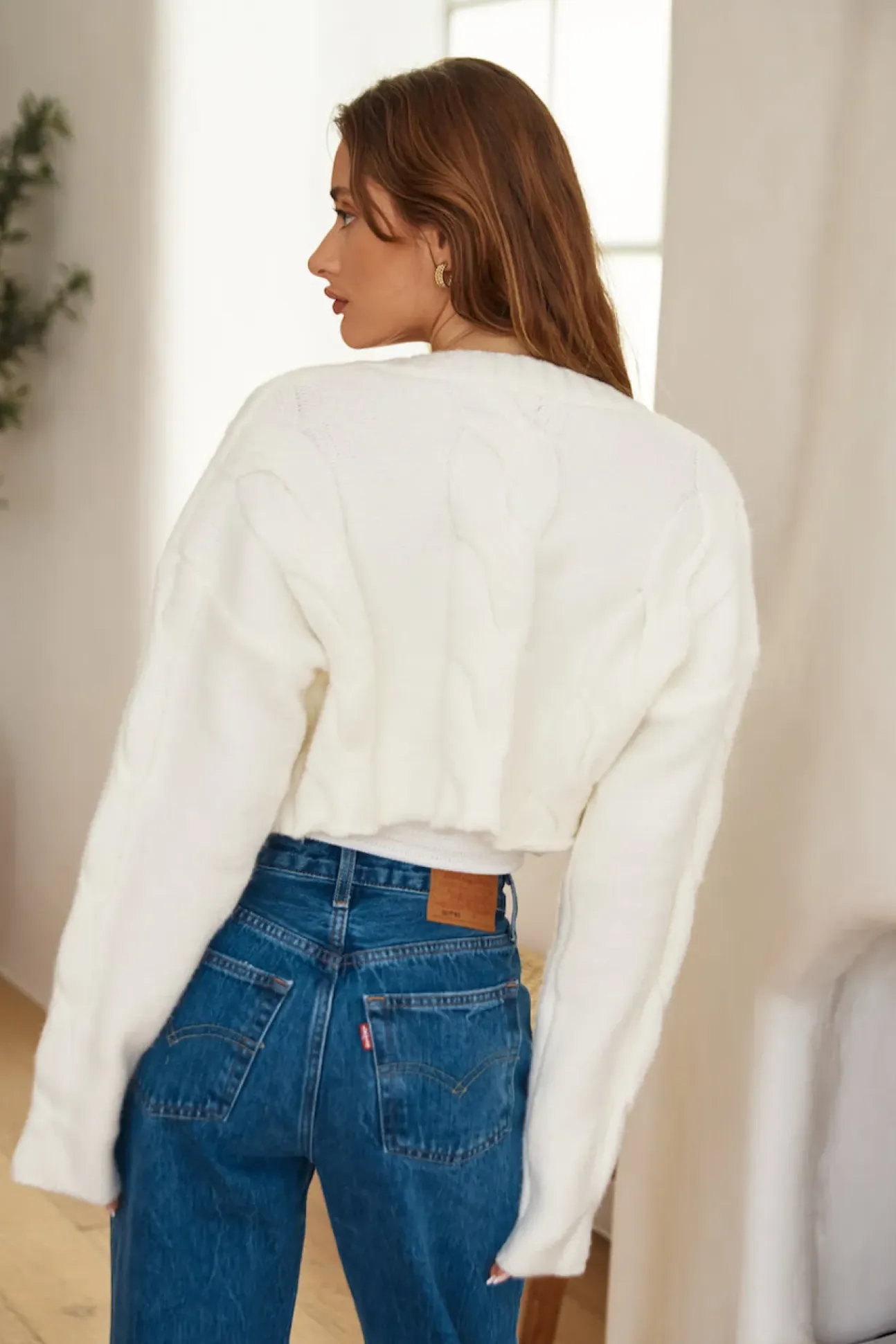 SNDYS Laine Cable Cardigan Powder