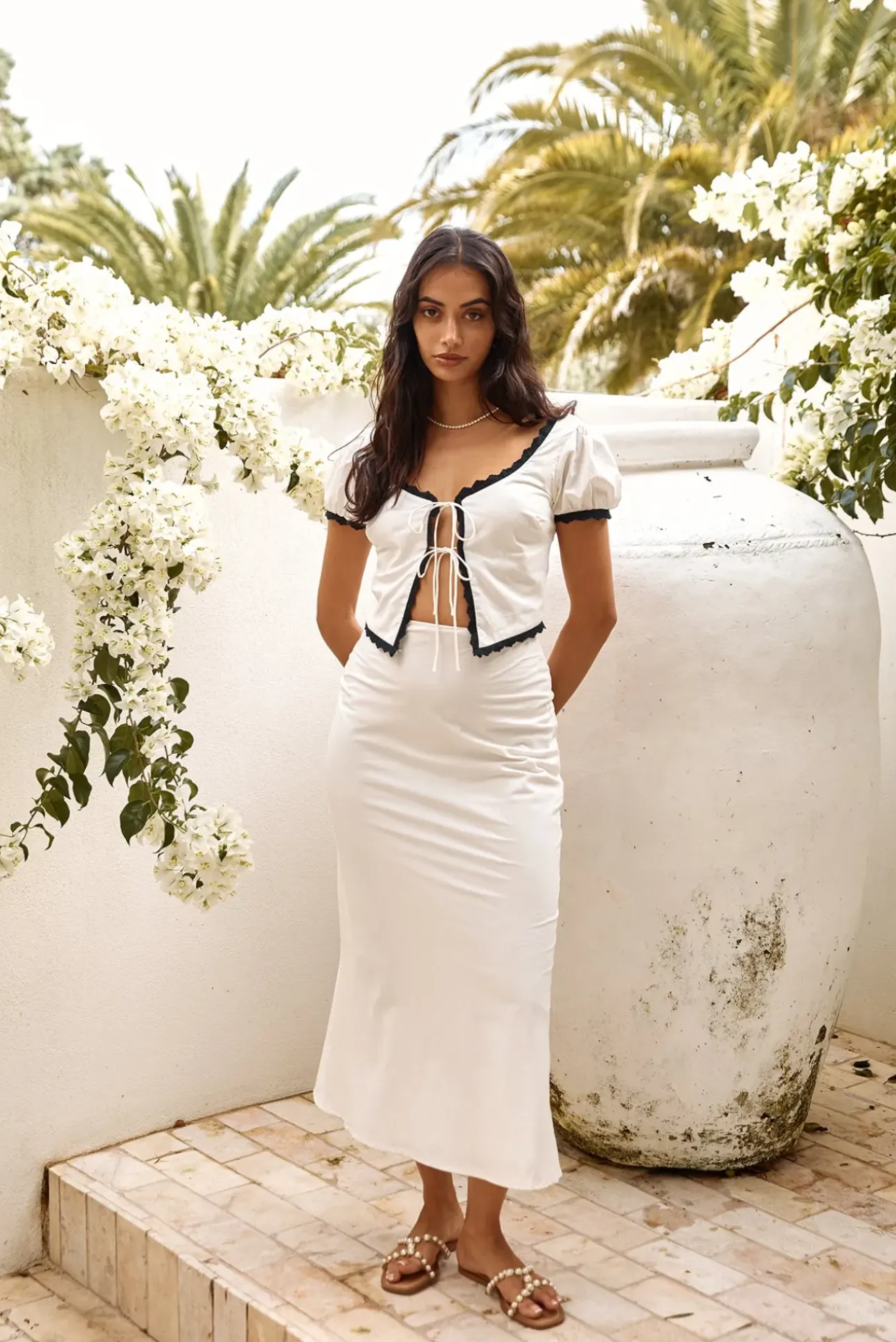 Soft Heart Maxi Skirt White