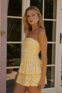 Soft Horizon Strapless Mini Dress Yellow