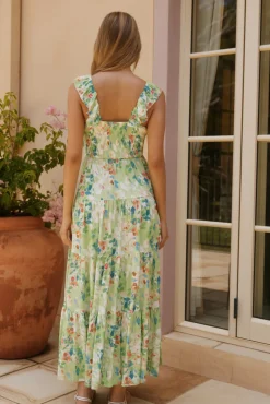 Softly Blooming Maxi Dress Green