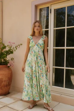 Softly Blooming Maxi Dress Green