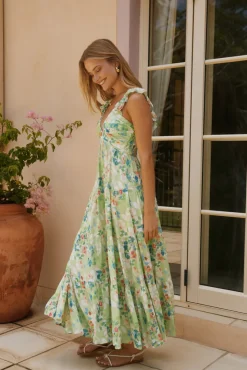 Softly Blooming Maxi Dress Green