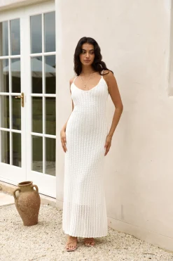 Soft Sand Knit Maxi Dress White