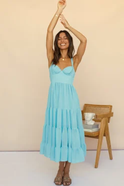 Somebody New Midi Dress Blue