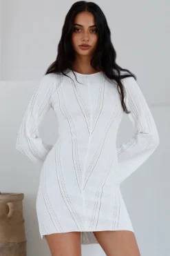 Soulful Nights Long Sleeve Mini Dress White