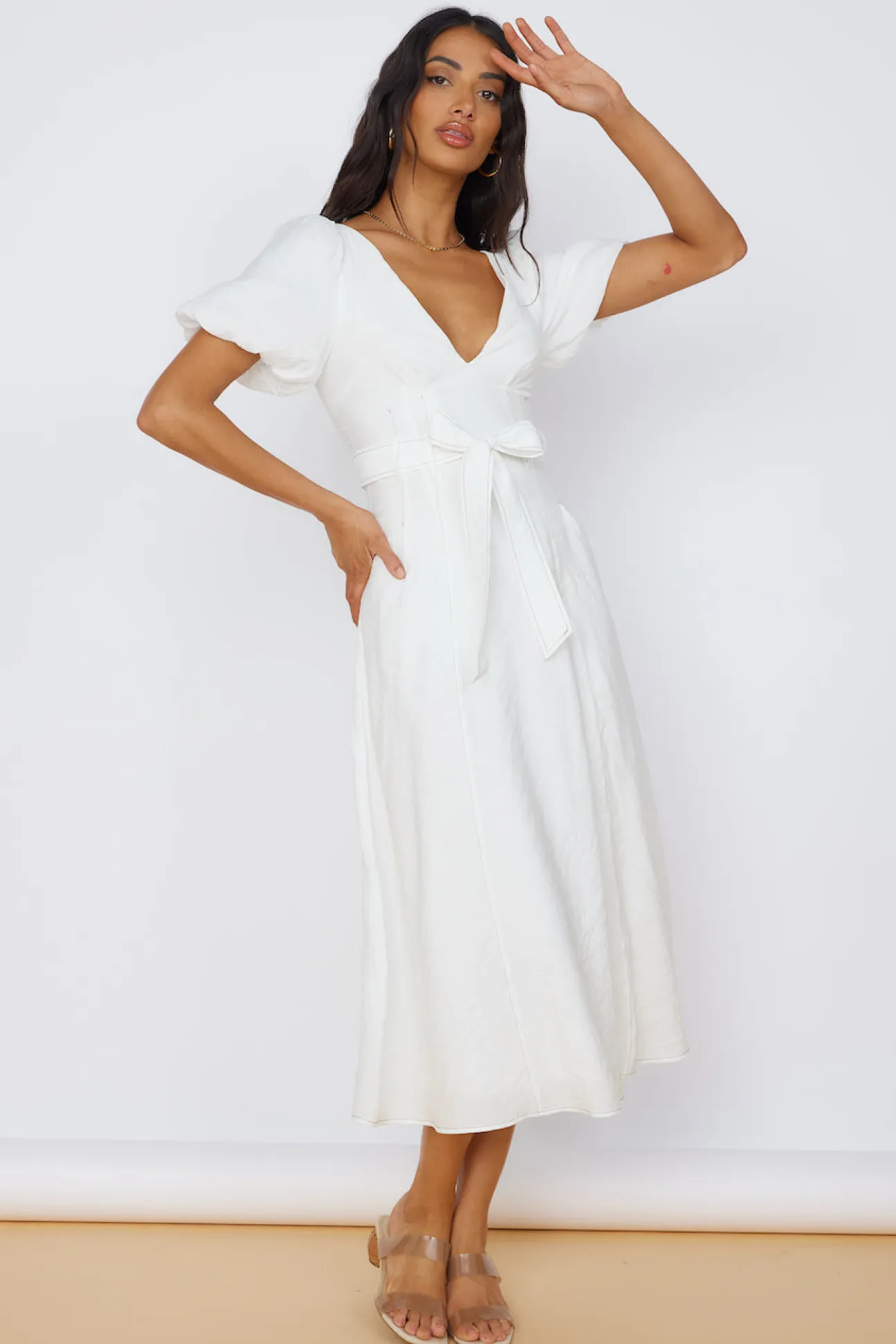 Starlight Serenade Midi Dress White