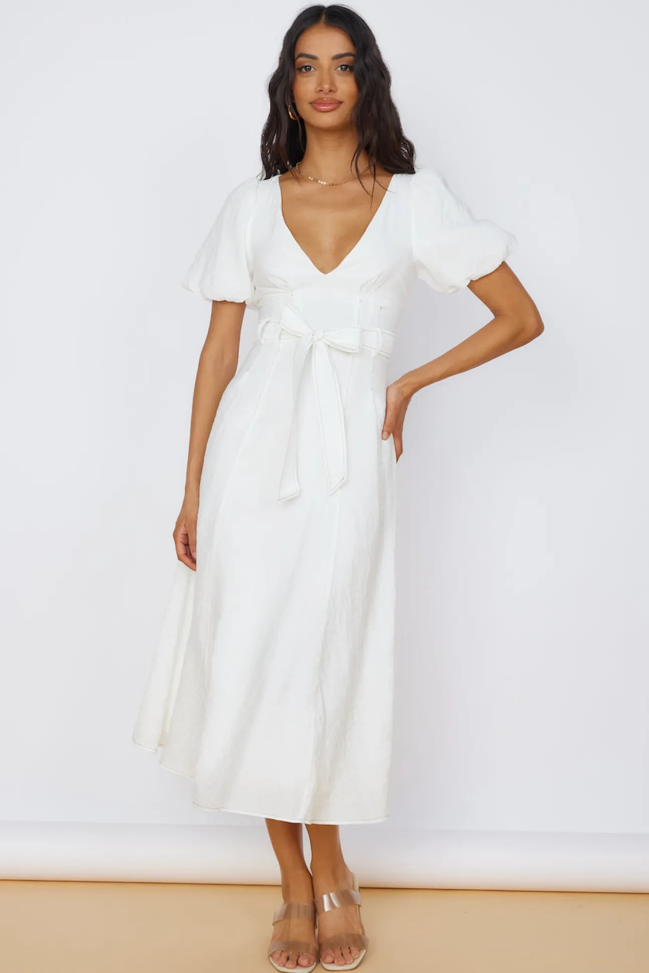 Starlight Serenade Midi Dress White