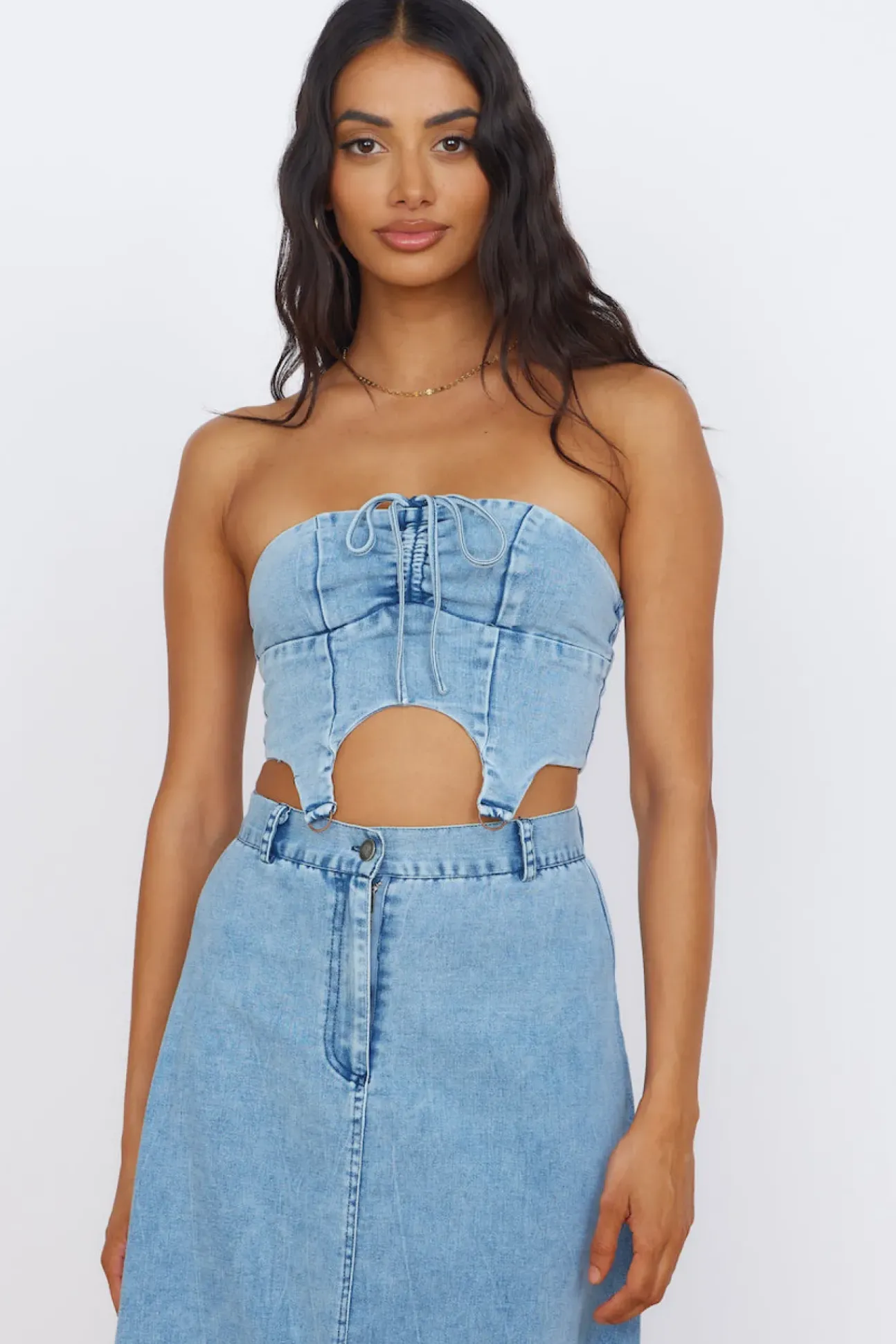 Starlit Symphony Crop Top Denim