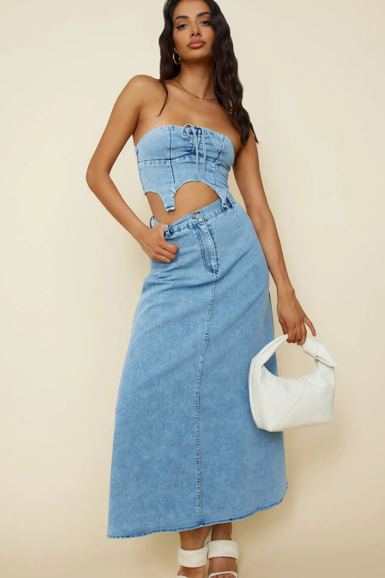 Starlit Symphony Crop Top Denim