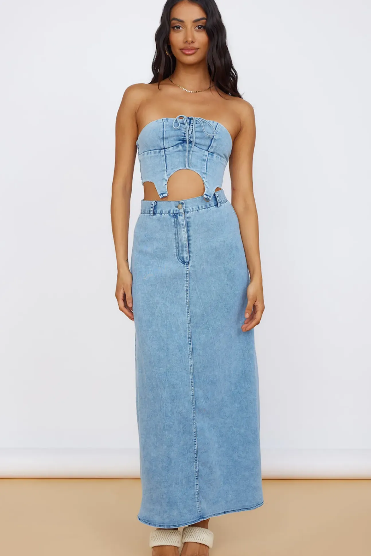 Starlit Symphony Crop Top Denim