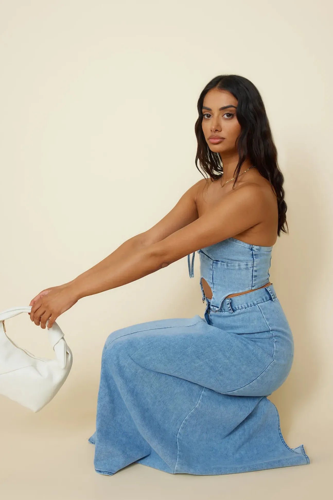 Starlit Symphony Crop Top Denim