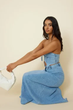 Starlit Symphony Maxi Skirt Denim