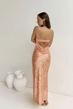 Staying True Strapless Maxi Dress Orange