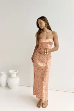 Staying True Strapless Maxi Dress Orange