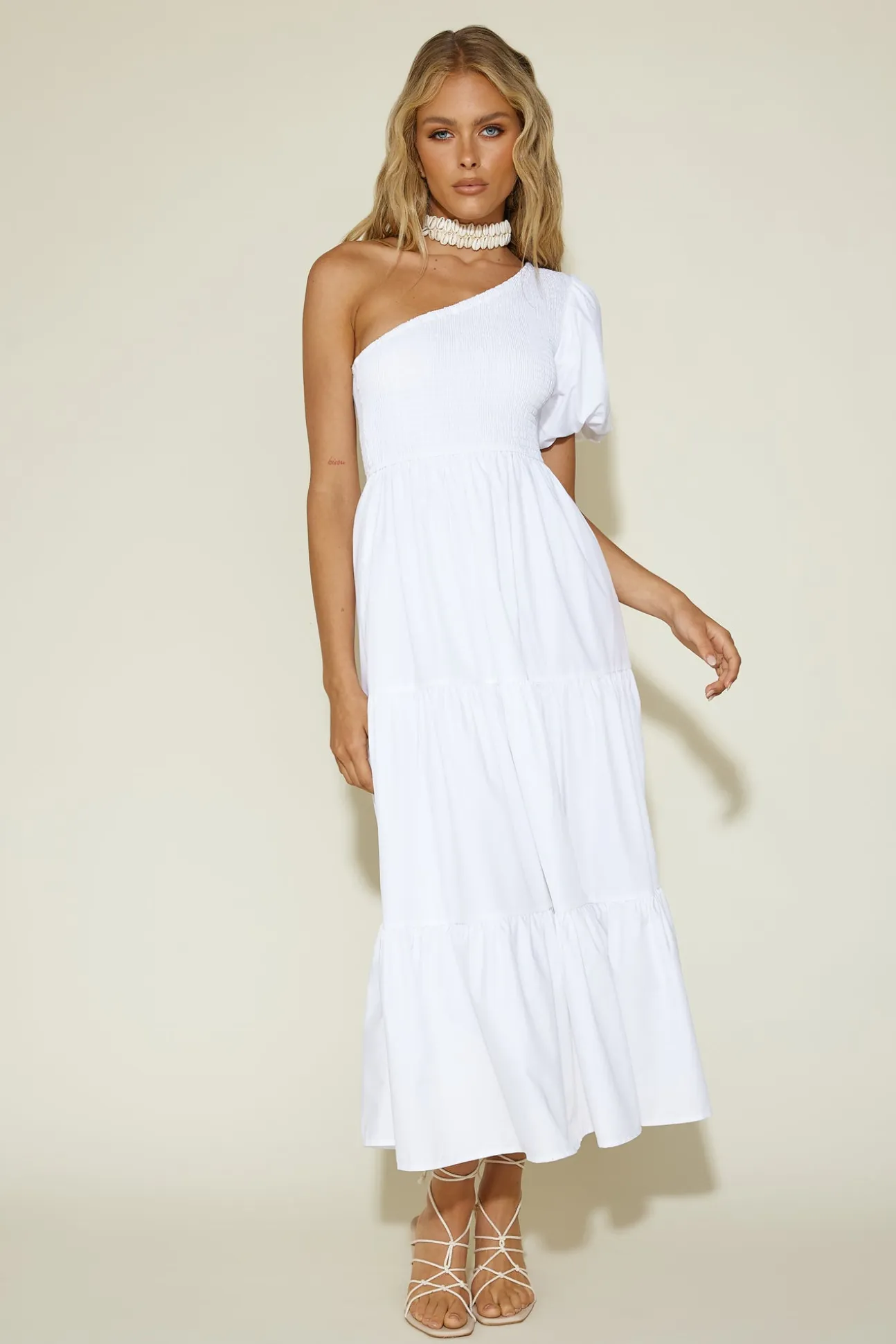 Strawberry Daiquiri Maxi Dress White