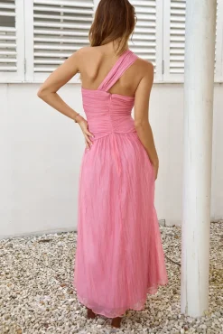 Sugar Coated One Shoulder Maxi Dress Pink