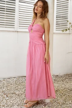 Sugar Coated One Shoulder Maxi Dress Pink