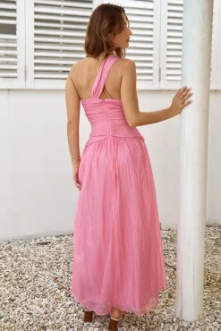 Sugar Coated One Shoulder Maxi Dress Pink