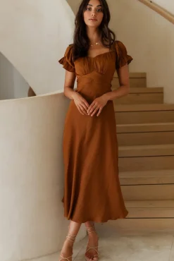 Sumatra Midi Dress Brown