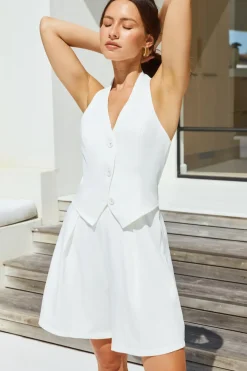 Summer Evenings Halter Vest Top White