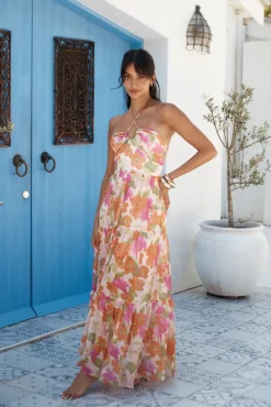 Summer Oasis Halter Maxi Dress Pink