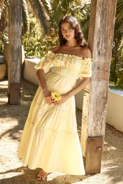 Sunflower Girl Off Shoulder Maxi Dress Yellow