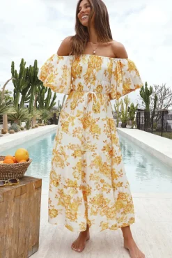 Sunflower Off-Shoulder Maxi Dress Yellow