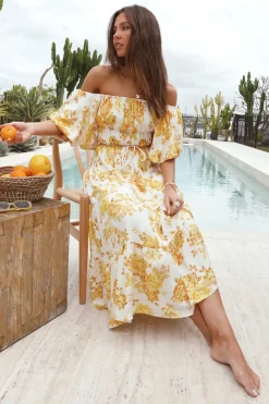Sunflower Off-Shoulder Maxi Dress Yellow