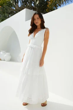 Sunlit Romance Maxi Dress White