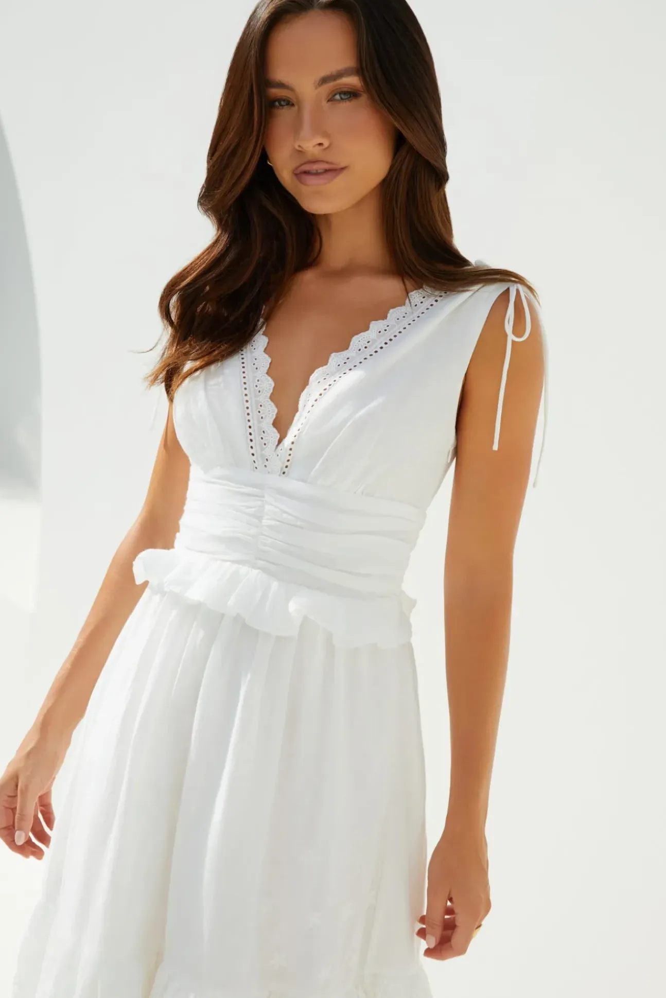 Sunlit Romance Maxi Dress White