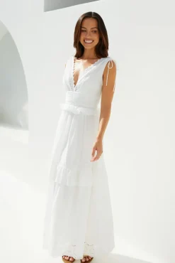 Sunlit Romance Maxi Dress White