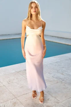 Sunrise Lookout Satin Maxi Dress Yellow