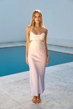 Sunrise Lookout Satin Maxi Dress Yellow