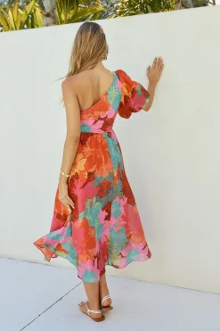 Sunseeker One Shoulder Maxi Dress Pink