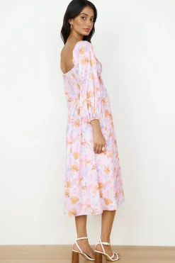 Sunset Blooms Midi Dress Lilac
