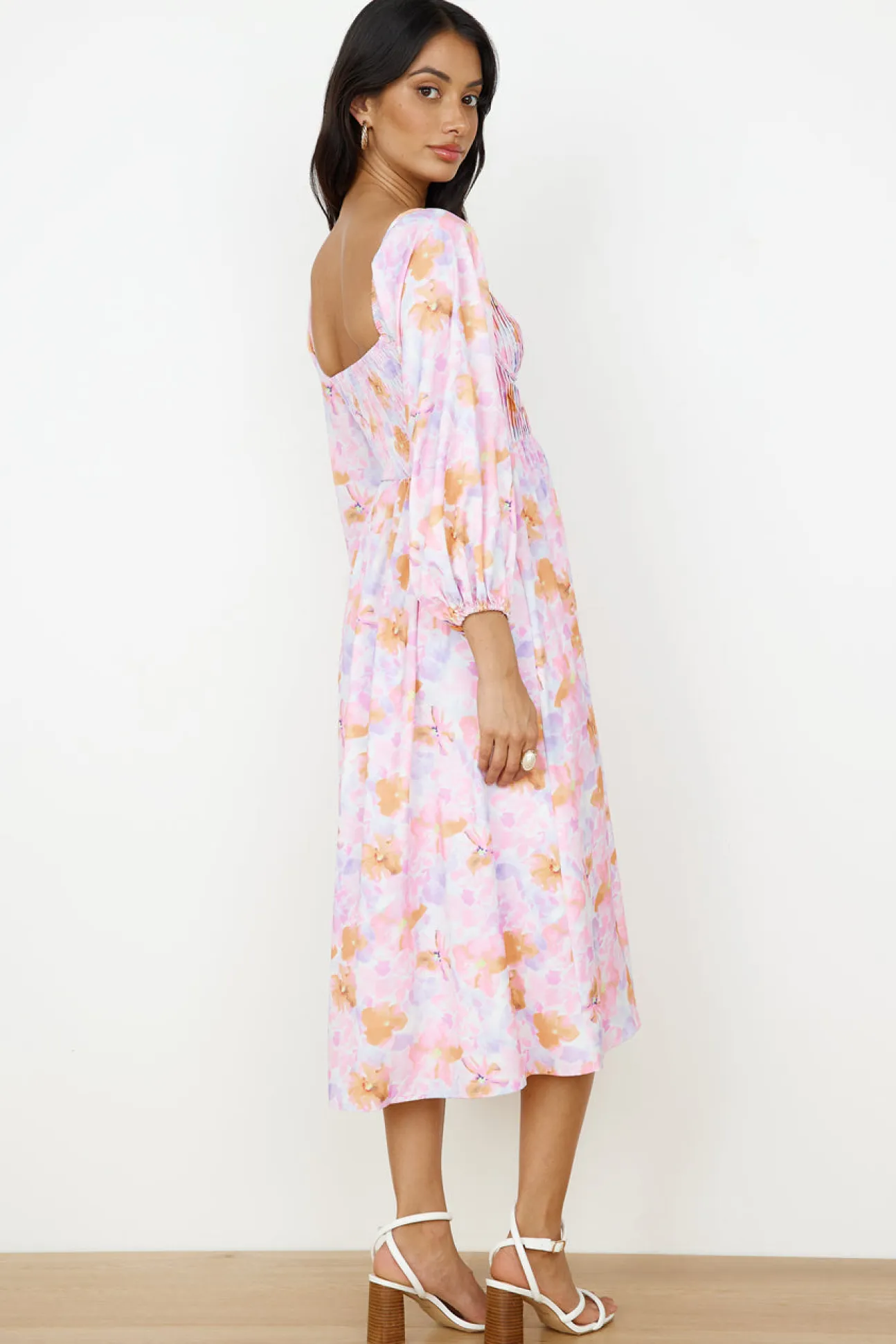 Sunset Blooms Midi Dress Lilac