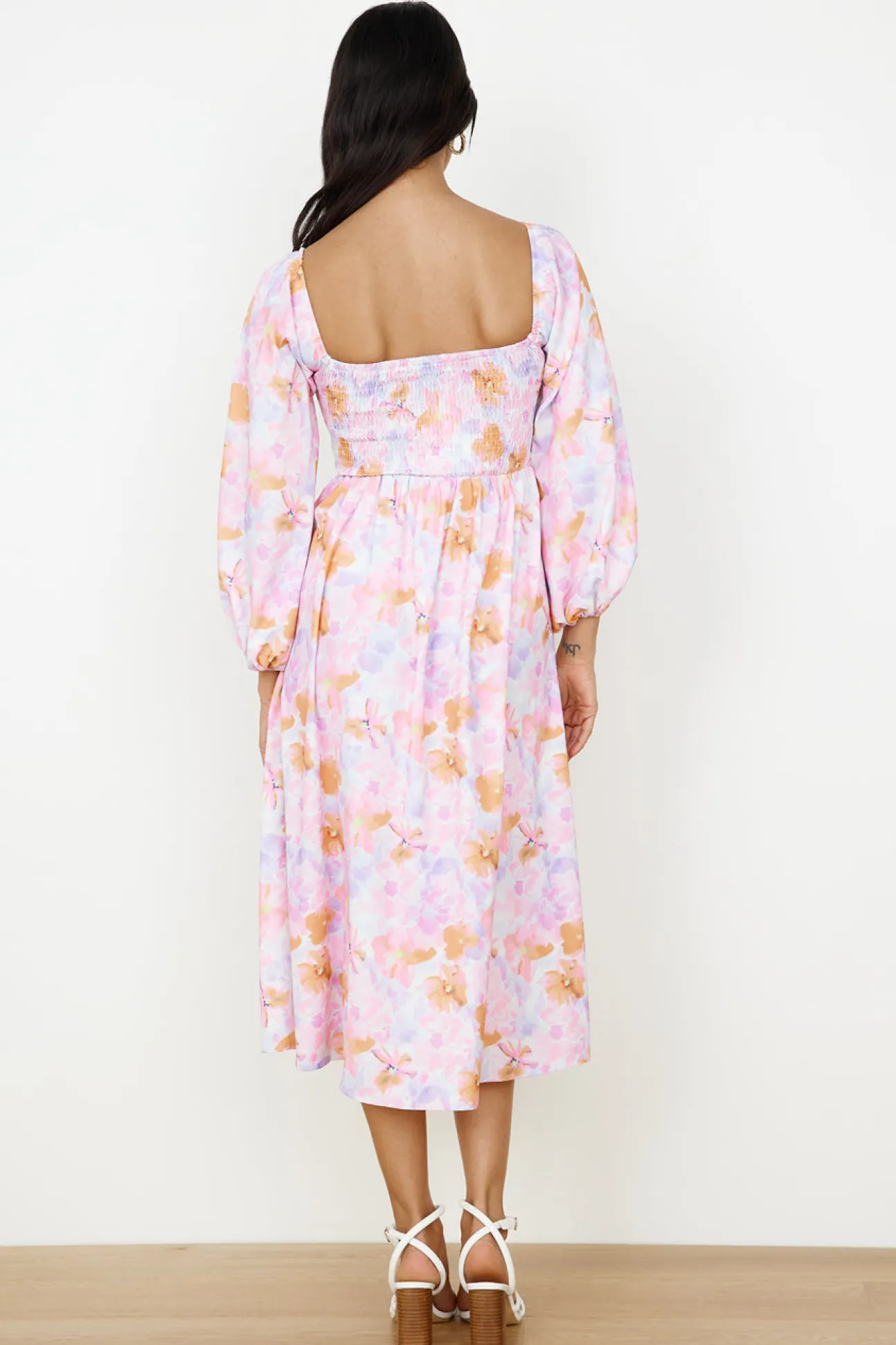 Sunset Blooms Midi Dress Lilac