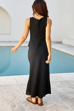 Sunset Drinks Linen Vest Top Black