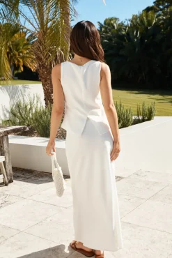 Sunset Drinks Linen Vest Top White