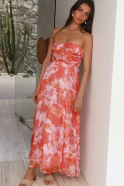 Sunset Memories Strapless Maxi Dress Orange