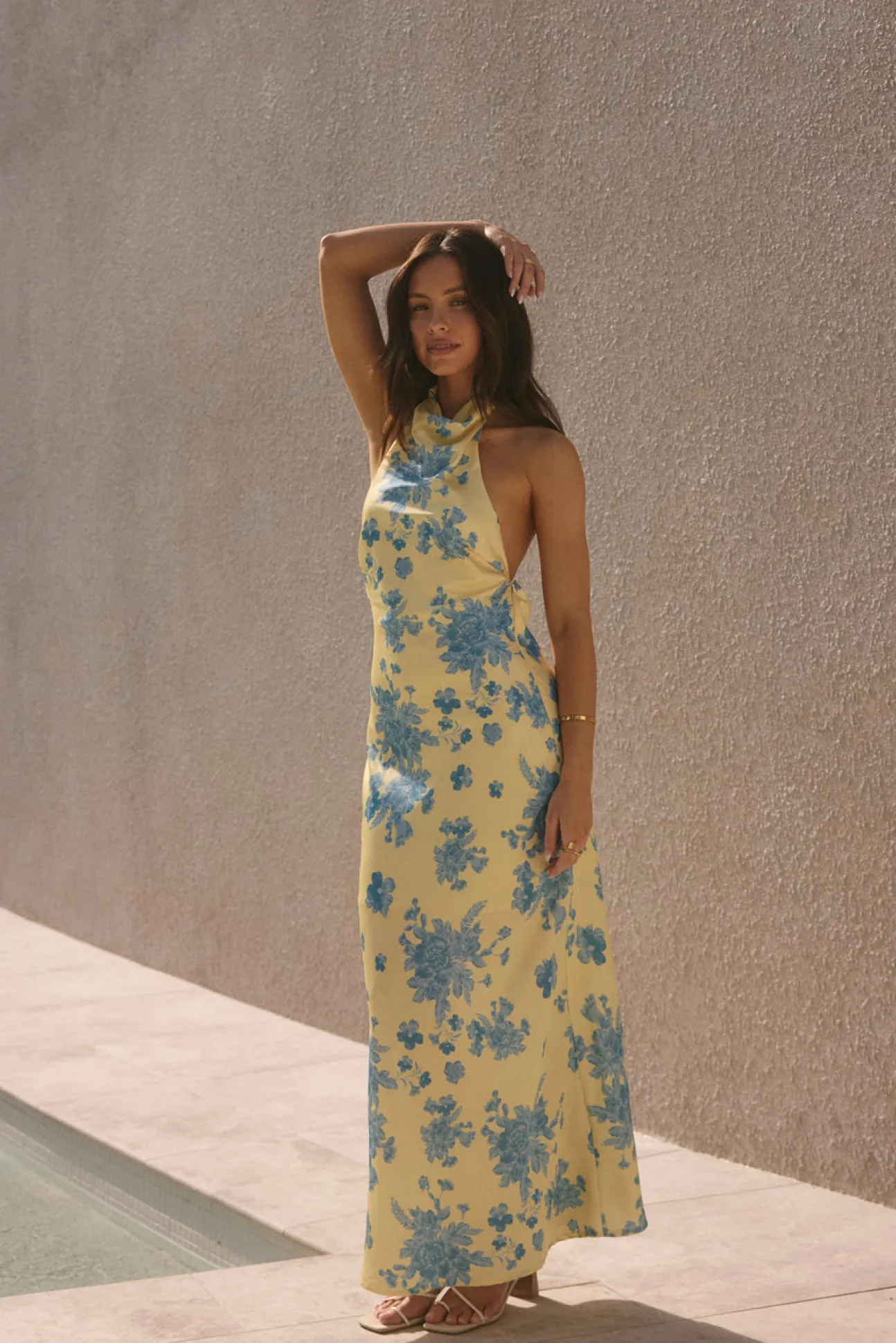 Sunset Skies Halter Maxi Dress Yellow