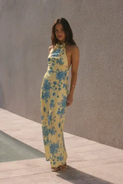 Sunset Skies Halter Maxi Dress Yellow