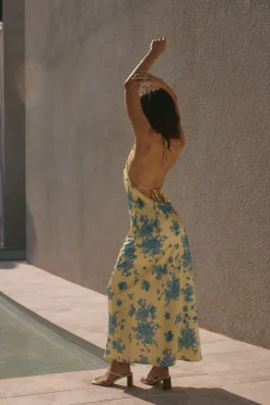 Sunset Skies Halter Maxi Dress Yellow