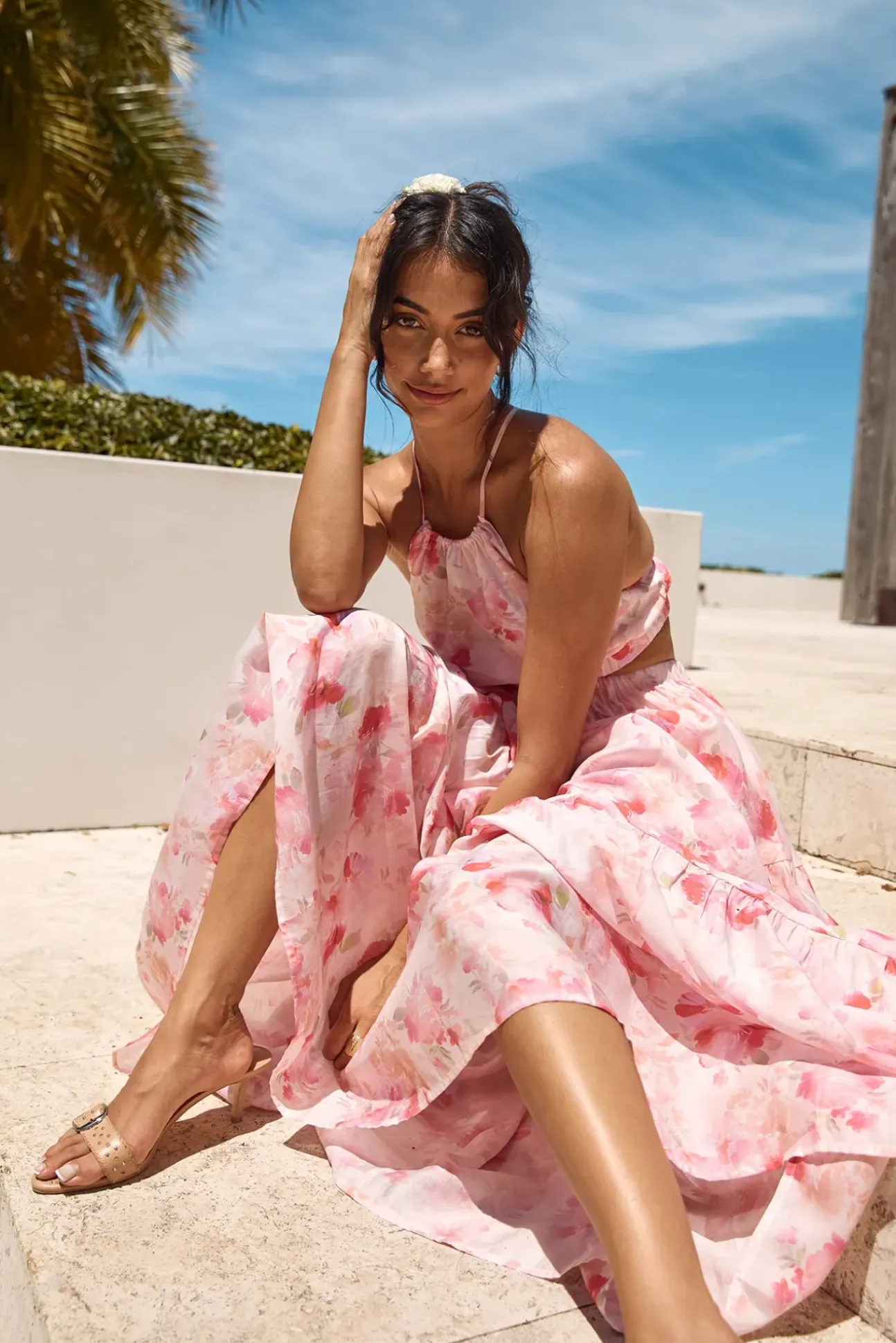 Sunset Soiree Maxi Dress Pink